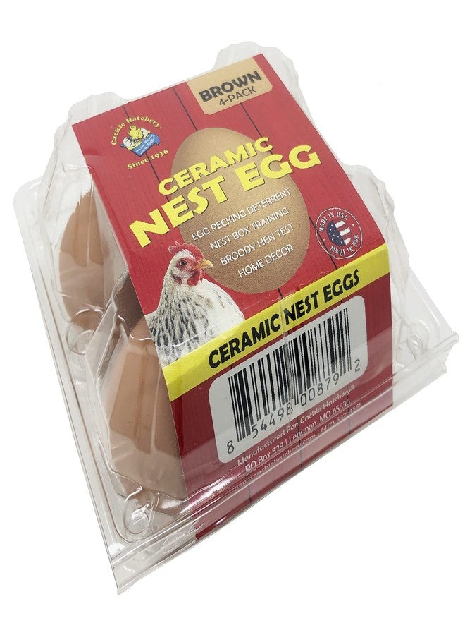 Cackle Hatchery بيض عش سيراميكي من كاكل هاتشر (4 قطع) (4 قطع بنية اللون) - Image 1